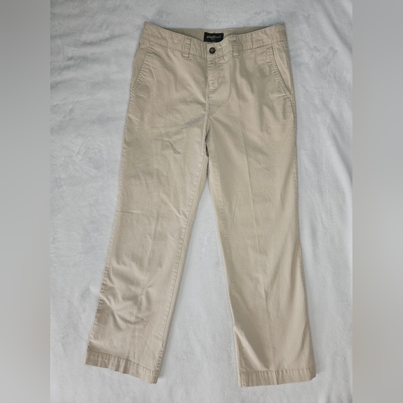 Eddie Bauer Women's Petite 4 Khaki Straight Pants - Picture 1 of 7